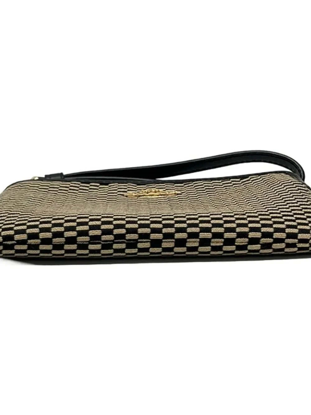 COACH Legacy Exploded Jacquard Corner Zip F13311 Black Beige Jacquard Leather